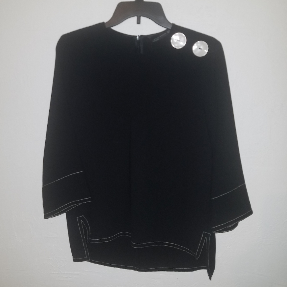 ZARA women black top. Button accent